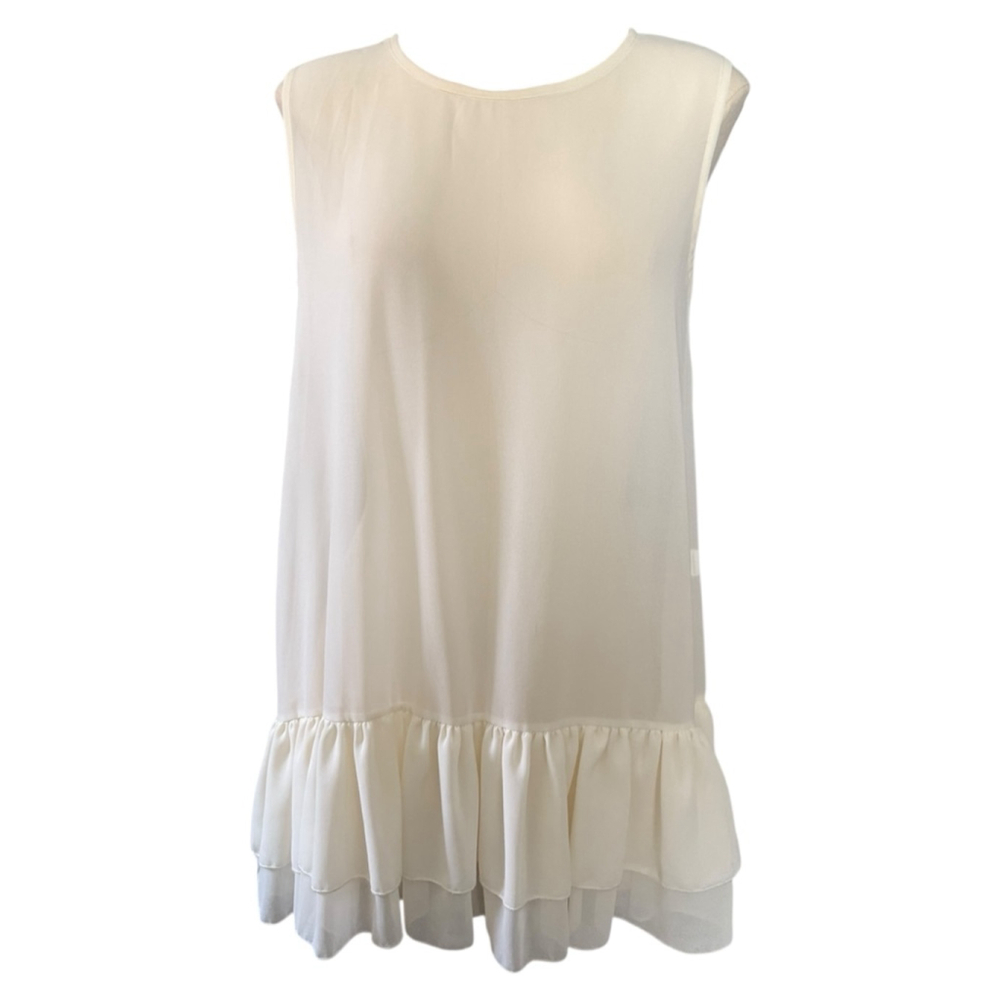 SIMPLY COUTURE womens cream sleevless ruffled tunic blouse